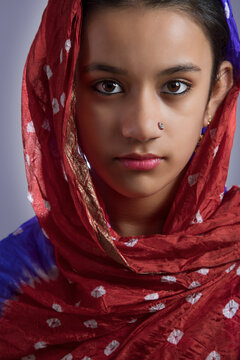 Portrait of rural girl with duppatta on head