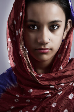 Portrait of rural girl with duppatta on head