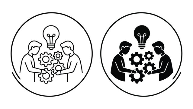 Innovation and problem solving brainstorming business icons with innovation