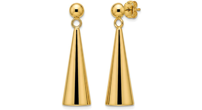 Elegant gold drop earrings jewelry on a white background
