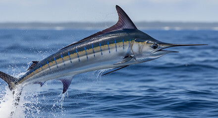Obraz premium Dolphins jumping out of the water in the ocean
