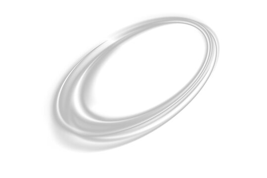 Abstract White Glowing Light Ring Trail on Black Background