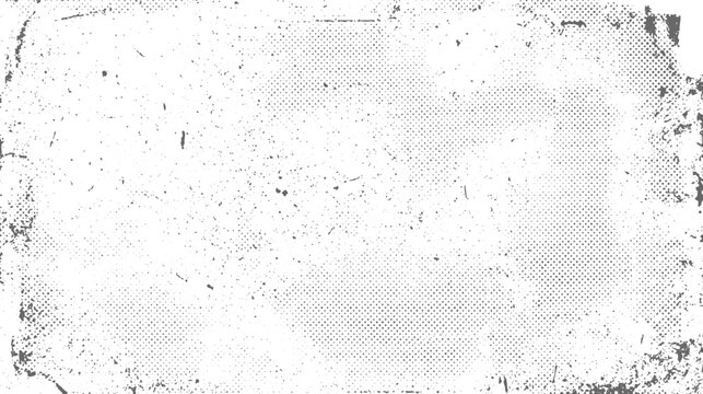 Abstract Organic Halftone Ink Texture, Vintage Distressed Grunge Background, Worn Dot Pattern, Retro Print Effect, Rough Ink Surface, Monochrome Vector Illustration.