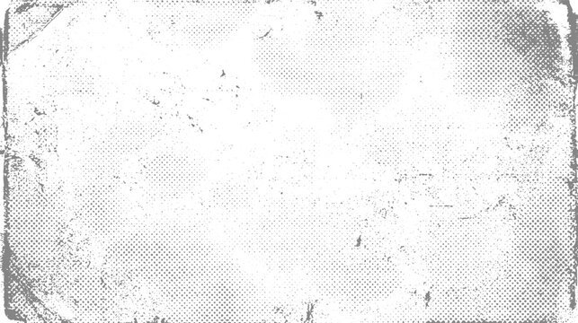 Organic Distressed Halftone Texture, Vintage Ink Print Effect, Rough Grunge Dot Background, Weathered Screen Tone Pattern, Abstract Black and White Vector Illustration.