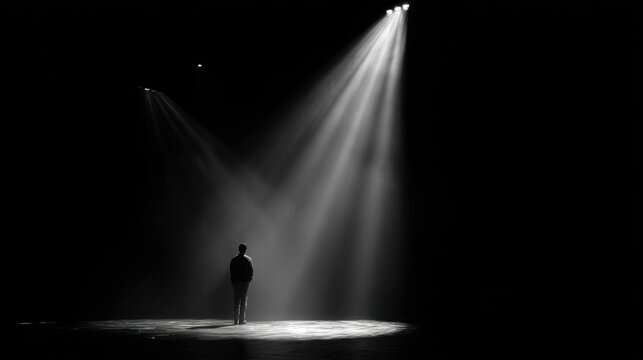 Man standing spotlight stage performance