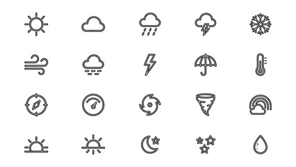Fototapeta premium Collection of weather icons with transparent background for various climate conditions