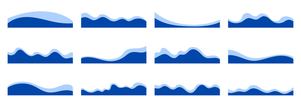 Divider banner shape and wave curve website with design footer vector. Separator header wavy and top grass river with graph background bottom. Cloud divider edge and frame wave label with blue.
