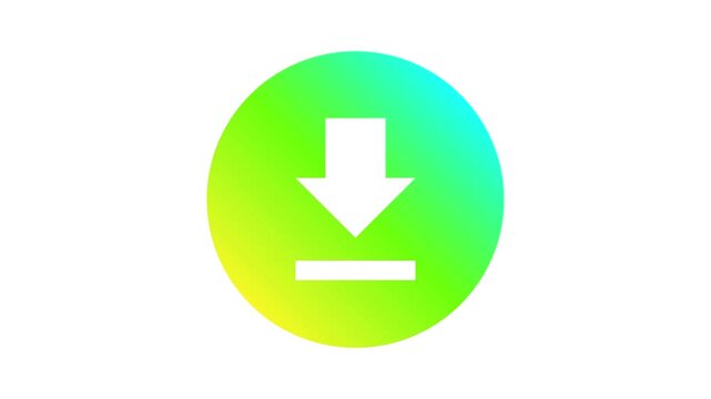 Vibrant digital download icon featuring a dynamic gradient arrow, symbolizing seamless data transfer, file retrieval, and online content acquisition for modern web and mobile applications