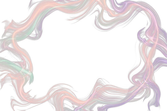 Abstract flowing pastel smoke frame on white background