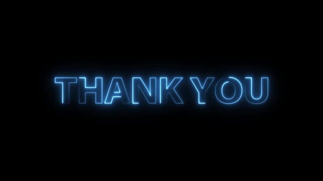 Neon glowing thank you text animation for social media and marketing