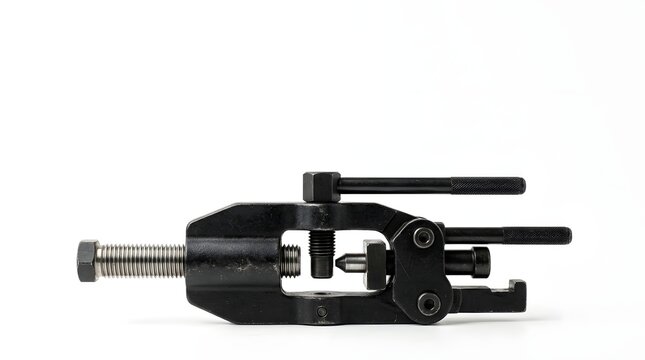 Compact Clamping Tool Metallic Black on White Background