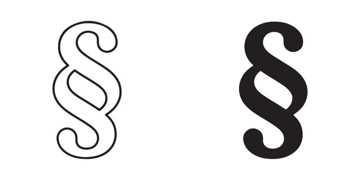 Modern Paragraph Signs Showing Section Symbols in Thin Line and Bold Filled Designs for Legal or Editorial Use