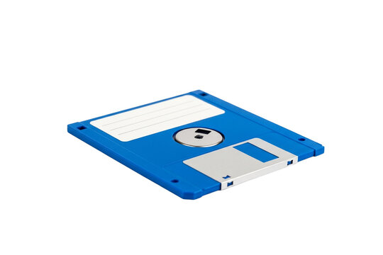 Blue floppy disk on white background
