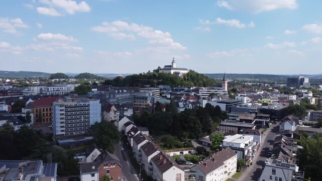 aerial view of the city of siegburg in North Rhine-Westphalia , Germany 4k.

