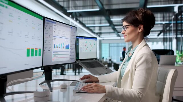 Compliance Officer Carefully Reviews Regulatory Dashboard