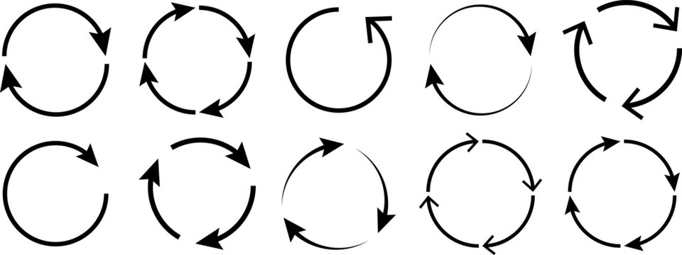 Set of circle arrows. Vector elements.