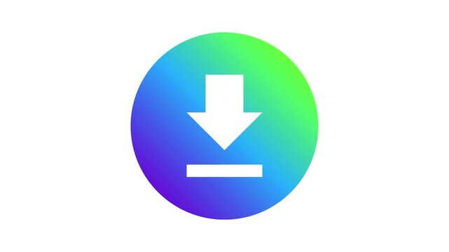Modern digital download icon representing data acquisition and file transfer, with a vibrant gradient for web and app interfaces, signifying quick access