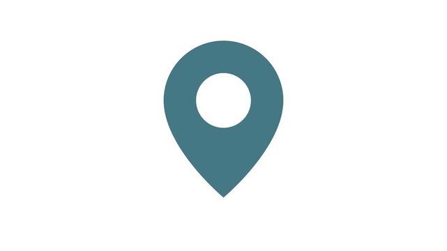 Minimalist Flat Map Pin Icon Animation Blue Gray on White 4K Background