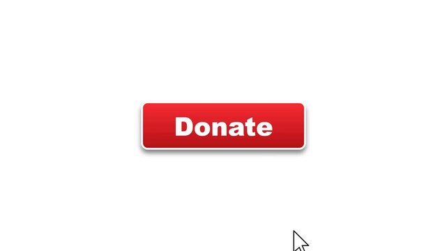 Minimalist Red Donate Button Animation UI Design with Cursor Click Motion Graphic