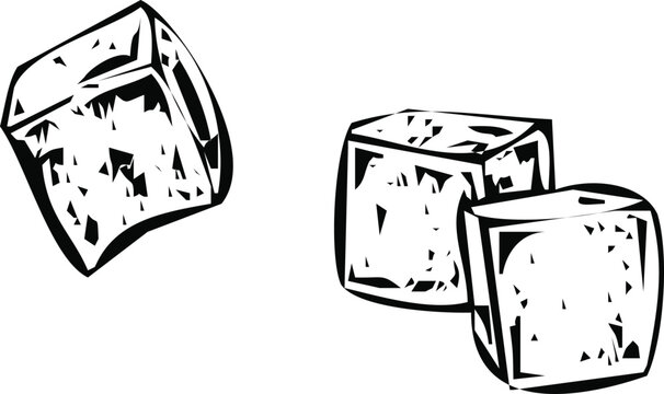 Broken glass cube pieces with sharp edges and cracks Vector, illustration