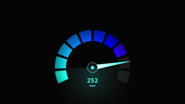 Digital speedometer gauge displaying speed in kilometers per hour dashboard