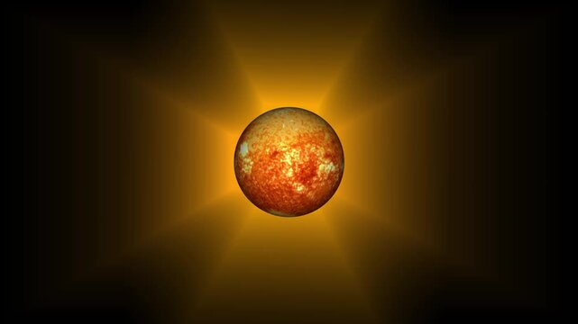 Glowing sun graphics project intense solar flare plasma across deep space. Astronomy research documentary projects gain an amazing background sun asset configuration. Cosmic sun stars burn.