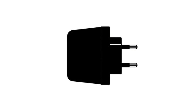 Black electrical plug adapter on a white background.