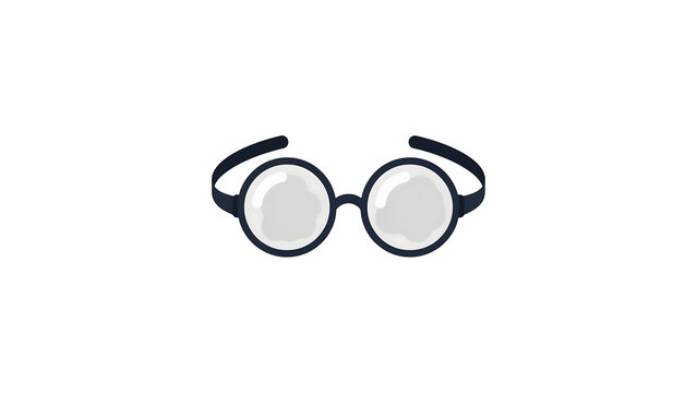 Vintage round eyeglasses icon, classic black circular spectacles, minimalist optical eyewear illustration isolated on white background