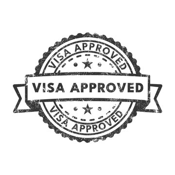 Visa approved black grunge rubber stamp - vector illustration