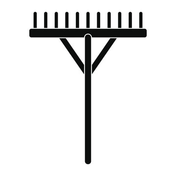 Thanksgiving and Autumn Harvest, garden rake icon vector, black silhouette of a farming tool for soil cultivation, agricultural hand rake for landscaping and yard work isolated on White Background