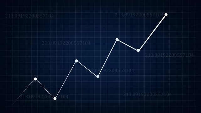 Chart finance data graph animation displays electronic corporate markets. Finance data tracking interface includes repeating numbers over dark grids. Graph animation design fits corporate vlogs.