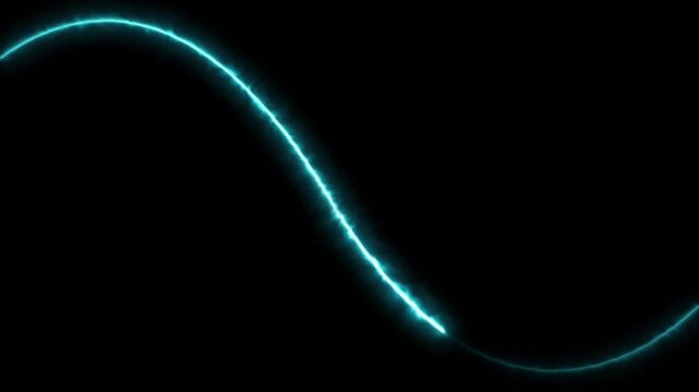Curve abstract cyan wave animation glows across dark screen spaces. Abstract cyan sine wave frequency provides modern sound engineering lines. Wave animation vector loops seamlessly.
