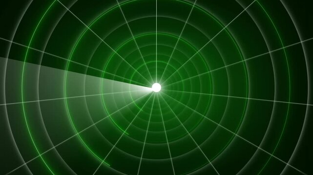 Radar screen sonar tracking animation displays green sweep radar vectors. Screen sonar detection system shows concentric circle search lines. Sonar tracking backdrop looks very realistic.