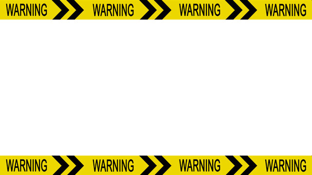 Horizontal warning tape border frame isolated on transparent background. Perfect for caution notices, construction themes, danger messages, editable templates, and graphic design projects.