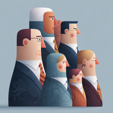Business Team Illustrated as Layered Matryoshka Figures