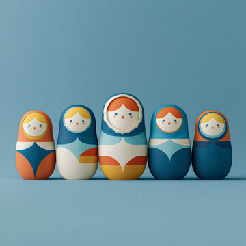 Colorful Matryoshka Dolls Representing Corporate Culture