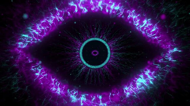 Purple and Blue Cyber Eye Energy Reactor 4K Seamless Loop

