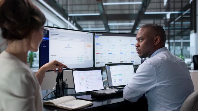 Accountants Reviewing Double-entry Bookkeeping Software