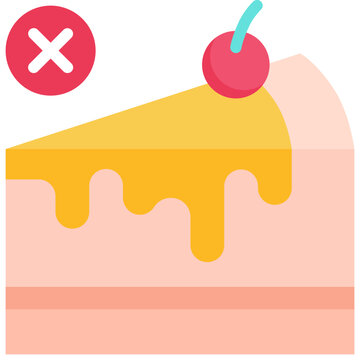 Avoid foods high in sugar flat icon. For presentation, graphic design, mobile application, web design, infographics or UI.