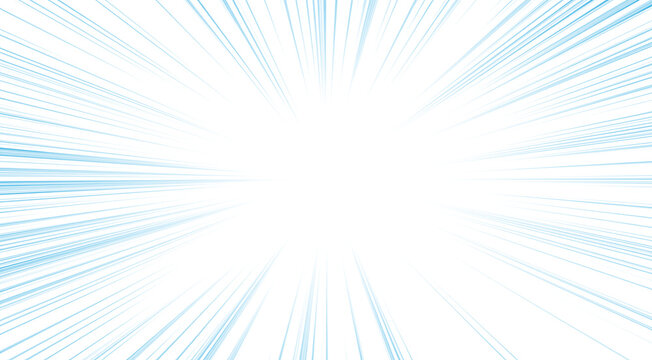 Blue light burst effect with speed rays. Futuristic motion blur on black and transparent background. Abstract warp speed vector illustration