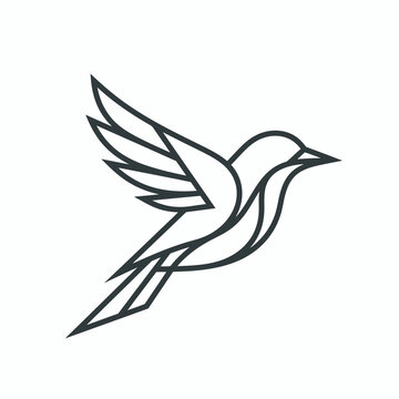 Minimalist hummingbird line art logo design.