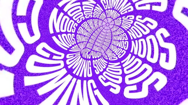 Abstract Purple Spiral Typography Pattern Background with Distorted Circular Text Design Creative abstract background featuring a dynamic spiral typography pattern in purple and white. The distorted c