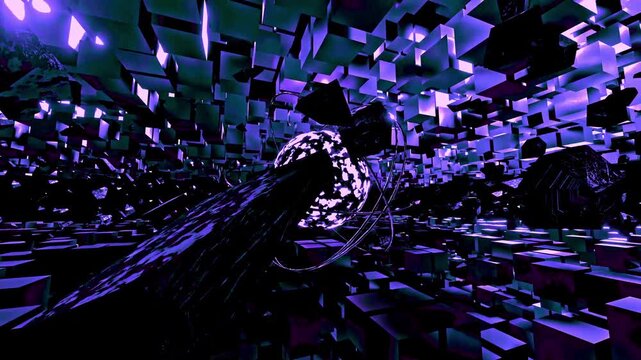 Purple Shockwave Energy Core with Floating Debris 4K Loop
