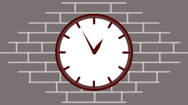 Clock on a brick wall background. This clock on a brick wall serves as a realistic background. Clock on a brick wall for home and decor themes.