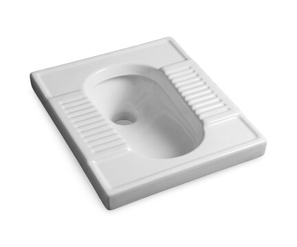 White ceramic squat toilet bowl oval design isolated