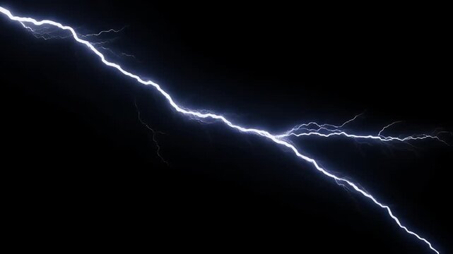 Mini cloudless lightning flash isolated black background