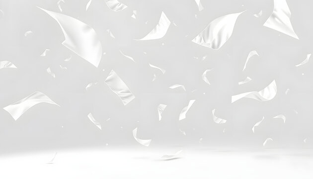 White paper flying, sheet falls isolated on white, clipping path. White tone