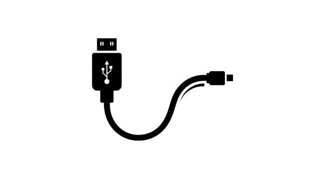 USB Cable Icon with Data Transfer Symbol.