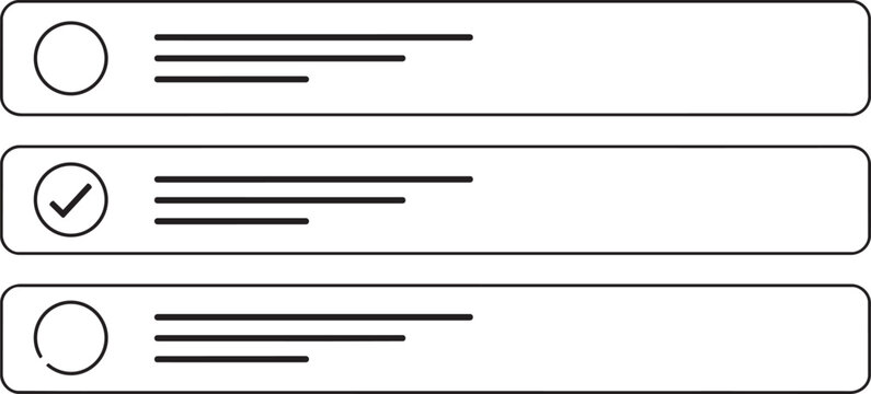Checklist icons with checkmark and circles for task list and organization