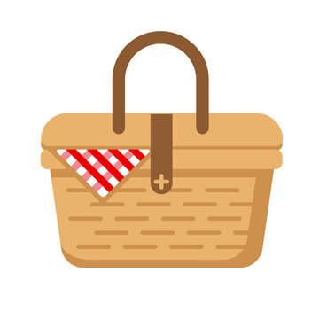 Picnic Basket Clipart Vector Flat Illustration Logo Icon